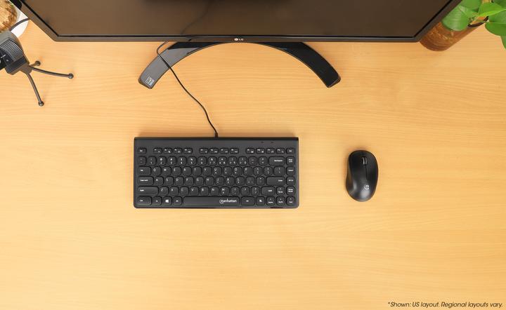 Actual product image Manhattan Slim USB mini keyboard 1.5m cable black (DE, Cable)