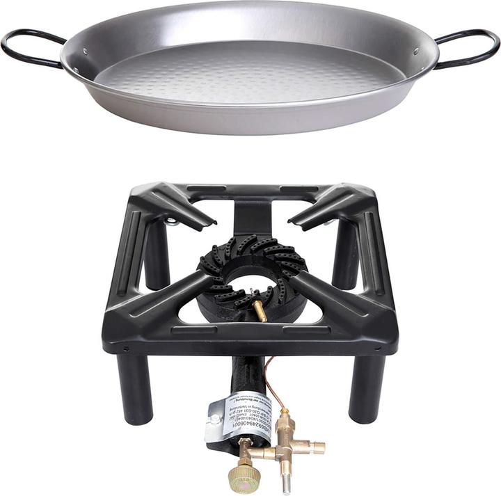 Productafbeelding All'Grill Pannenset (groot) met paellapan staal Ø 42 cm - met veiligheidspiloot