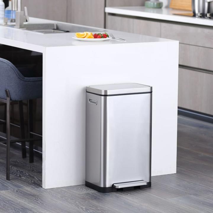 Produktbild EKO Treteimer X-Cube Tretmülleimer rechteckig 30 L Edelstahl mit extra breitem Pedal, gedämpftem De (30 l)