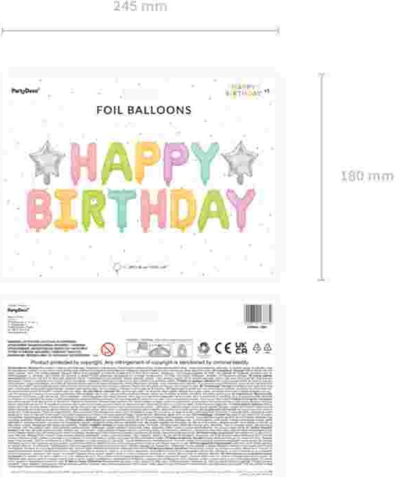 Image du produit Partydeco Set de ballons Joyeux anniversaire Multicolore (35cm) (15 x)