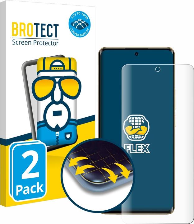 Produktbild BROTECT Fullscreen Schutzfolie Displayschutz Folie Klar Transparent (2 Stück, Realme 13 Pro)