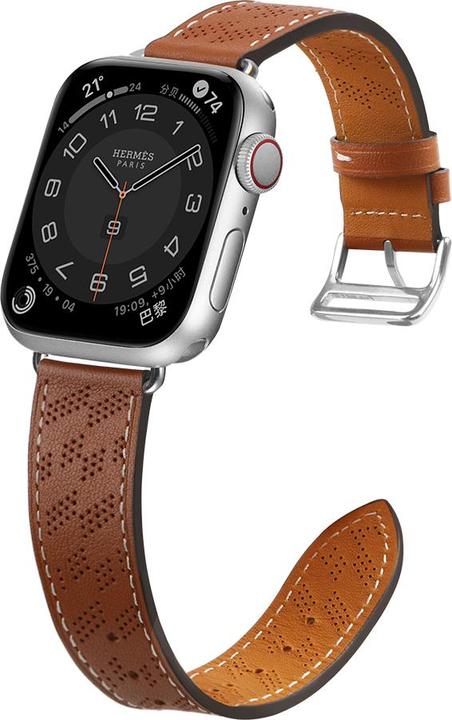 Actual product image Hurtel Strap Leather Leather Strap for Apple Watch Ultra, SE, 8, 7, 6, 5, 4, 3, 2, 1 (49, 45, 44, 42 mm) (45 mm, 44 mm, 42 mm, 49 mm, Genuine leather)