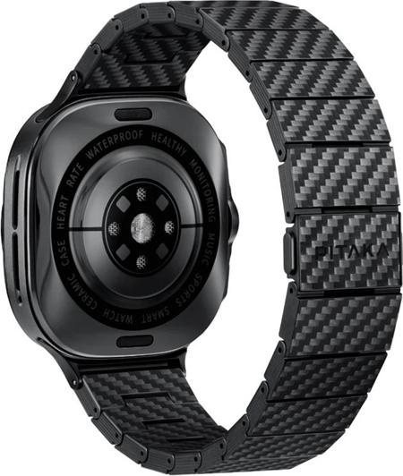 Pitaka Bracelet à maillons en carbone noir véritable (100% de fibres de carbone)