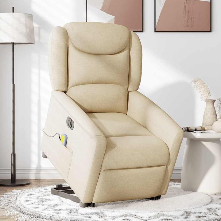Immagine prodotto VidaXL Poltrona massaggiante elettrica con ausilio stand-up in tessuto crema