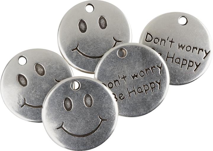 VBS Anhänger "Be Happy", 5 Stück (Metall)