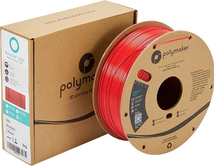 Produktbild Polymaker PF01004 PolyLite Filament ASA UV-beständig, witterungsbeständig, hitze (ASA, 1.75 mm, 1000 g, Rot)