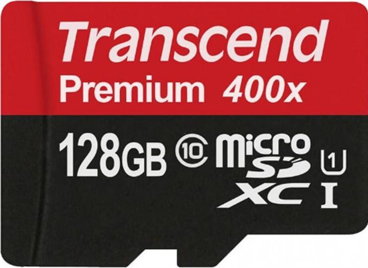 Actual product image Transcend microSDXC 400x with adapter (128 GB, microSDXC, U1, UHS-I)