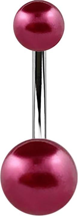 Star Piercing Banane silber mit zwei Perlenkugeln Bordeaux rot (ohne Messing, Chirurgenstahl 316L)