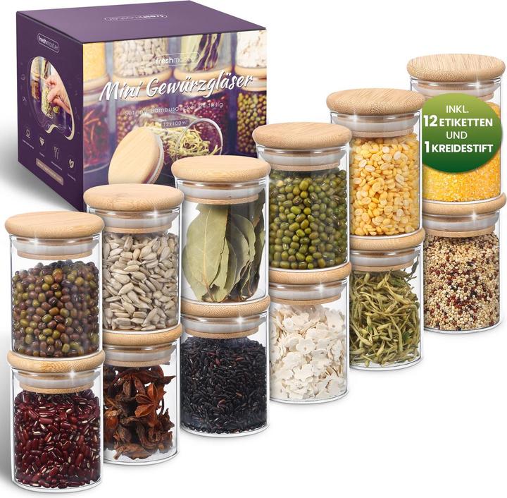 Freshmaster Gewürzgläser Set, 12x 100ml (0.10 l)