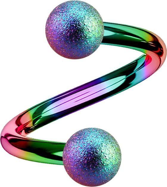 Star Piercing Micro Spirale farbig mit zwei Kugeln gesprenkelt (ohne Messing, Chirurgenstahl 316L)