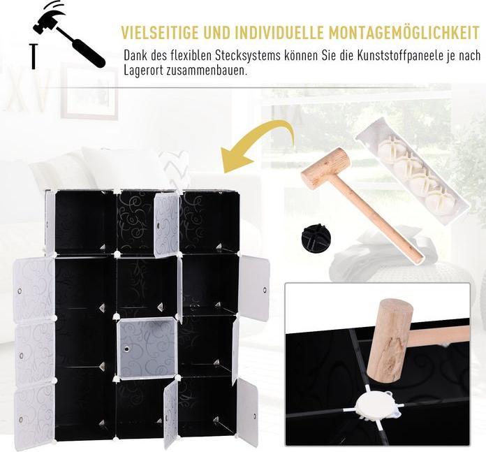 Produktbild Swisshandel24 Kleiderschrank DIY Garderobe Regalsystem Steckregal Würfel Garderobenschrank mit Kleiderstange 2 + 6 (111 x 47 x 145 cm)