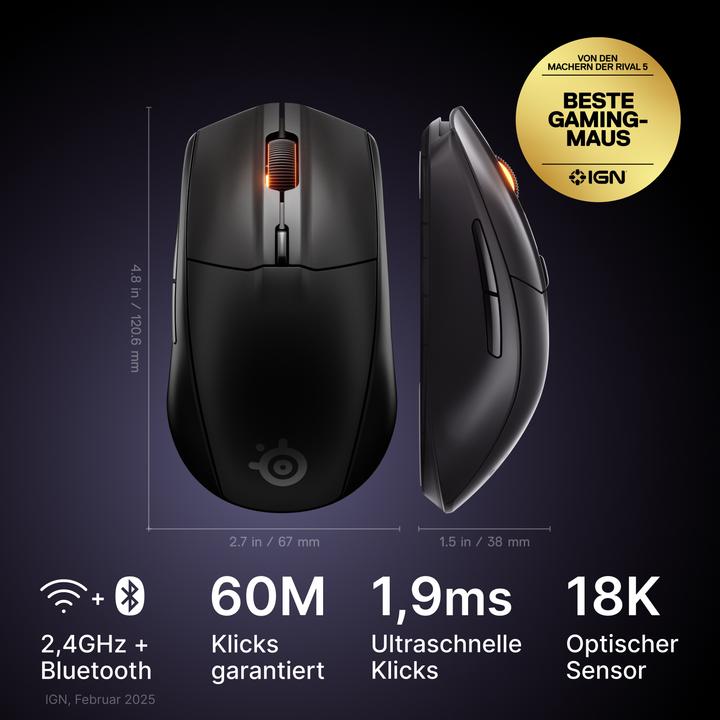 Actual product image SteelSeries Rival 3 WL Gen 2 - Black (Wireless)