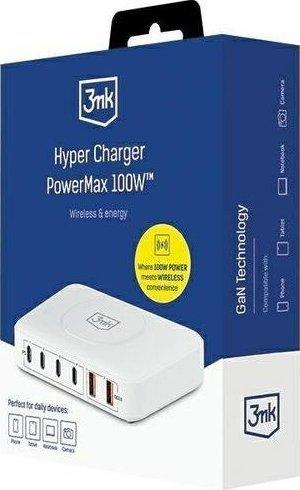 Produktbild 3MK Hyper Charger PowerMax 100W 4xUSB-C + 2xUSB-A stacja ładująca z ład. indukcyjną QC+PD (100 W)