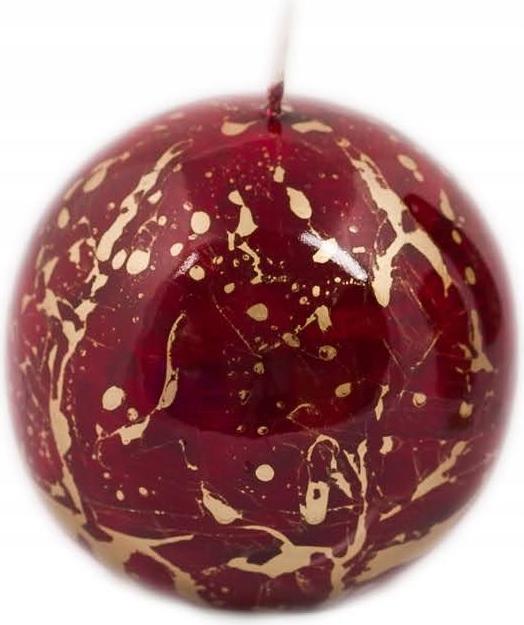 Jossie Candles Candle Dark Red Rain Gold Ball 6,5 Cm Handmade