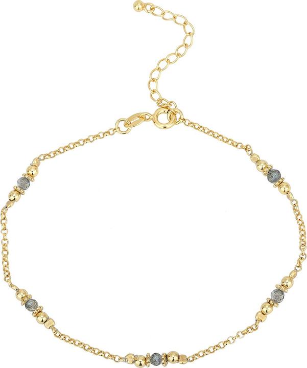 Leyda Fusskette Labradorit (Stein, Silber 925, vergoldet 750 / 18 K Gold, 26 cm)