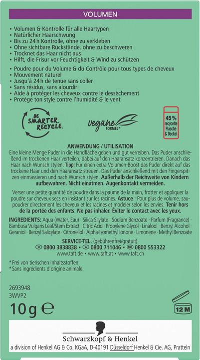 Actual product image Schwarzkopf Taffeta Instant Volume Powder (Volume powder)