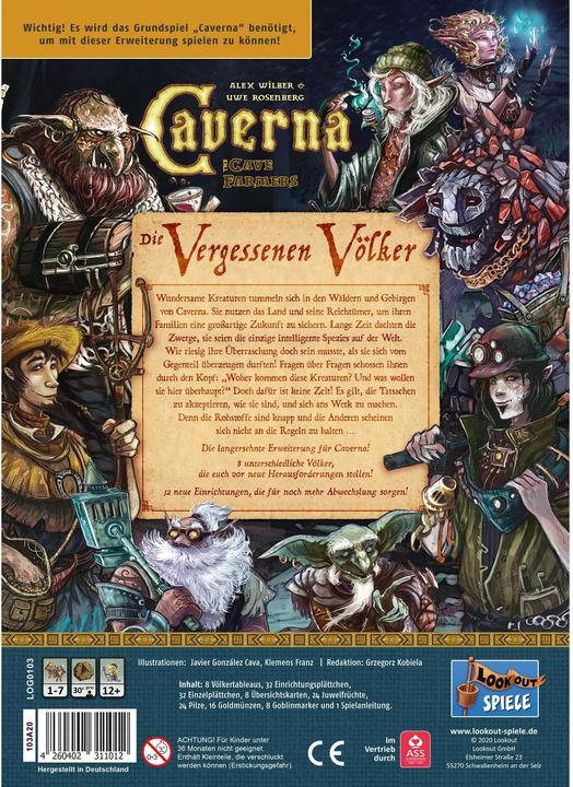 Produktbild Lookout LOOD0041 - Caverna - Die Vergessenen Völker, Brettspiel (DE-Erweiterung) (Deutsch)