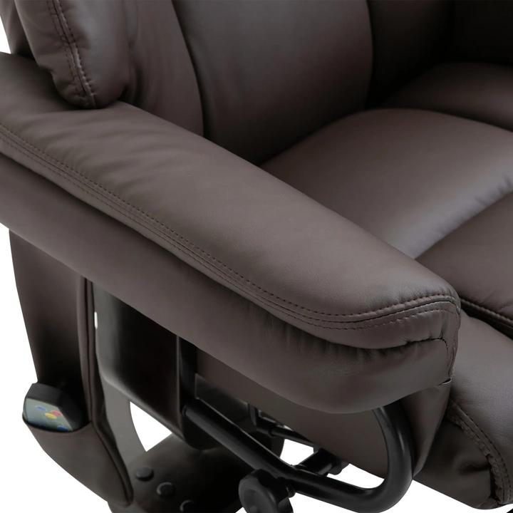 Immagine prodotto Swisshandel24 Poltrona relax poltrona massaggiante con poggiapiedi, funzione reclinabile in similpelle marrone