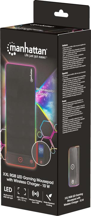 Produktbild Manhattan XXL RGB LED Gaming-Mauspad mit kabellosem Induktionsladegerät 10 W (XXL)