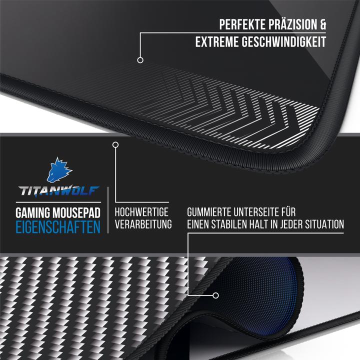 Actual product image Titanwolf Gaming Mouse Pad, 900 x 400mm XXL Mouse Mat, improves precision & speed, Carbon (XXL)