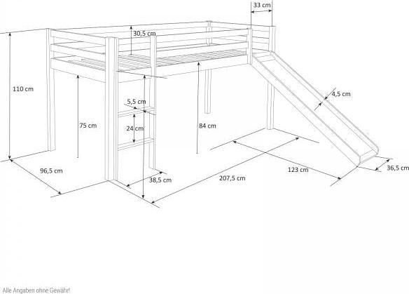 Produktbild Homestyle4u Hochbett Spielbett mit Leiter und Rutsche (90 x 200 cm)