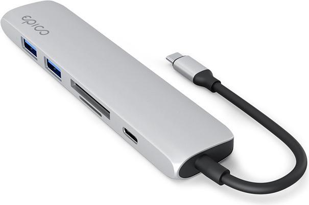 Image du produit Epico 6in1 Aluminium Hub 8K avec connecteur USB-C - argent (6 Ports)