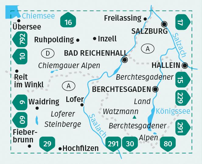 Energie-Label KOMPASS Wanderkarte 14 Berchtesgadener