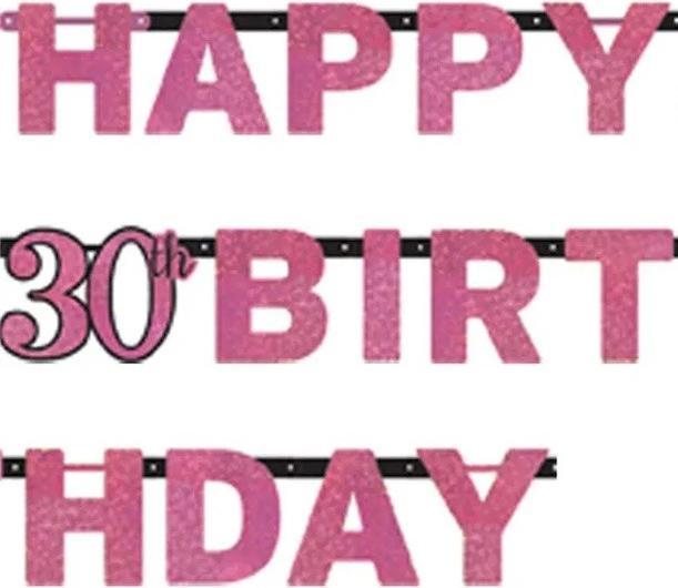 Image du produit Amscan Guirlande Happy Birthday Rose "30 ans