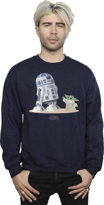 Actual product image Star Wars Mens The Mandalorian R2D2 And Grogu Sweatshirt (XL)