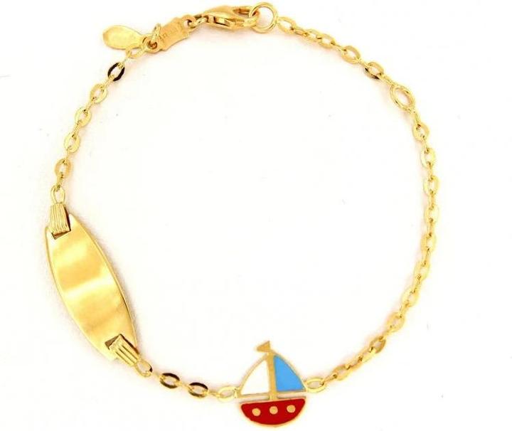 JGZ ID-Bracelet Schiff mit Gravur (14 cm, 9 Karat Gelbgold 375)