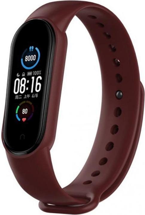 Actual product image Techsuit - Watchband (W013) - Xiaomi Mi Band 5 / 5 NFC / 6 / 6 NFC / Amazfit Band 5 - Dark Red (Silicone)