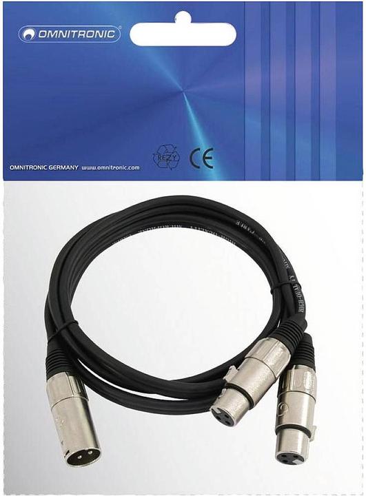 Actual product image Omnitronic Adapter cable XLR(M)/2xXLR(F) 0,5m sw (0.50 m, XLR)