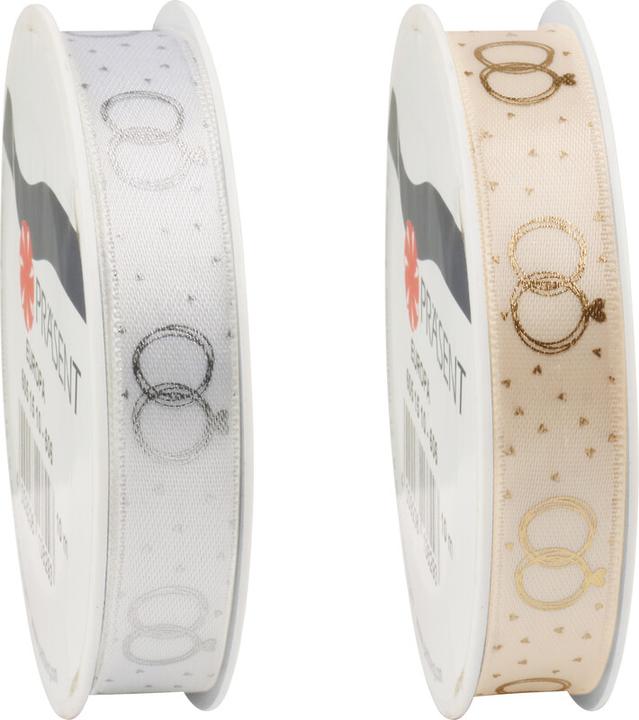 Productafbeelding Magni PRÄSENT trouwlint Alliance crème/goud 15mmx3m (Cadeaulint)
