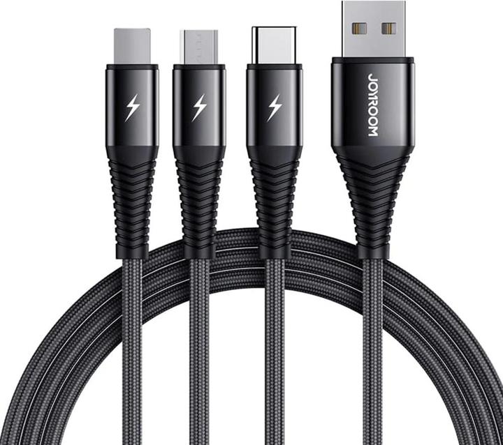 Produktbild Joyroom S-1230G4 3in1 USB-C / Lightning / Micro USB 1.2m USB cable (black) (1.20 m)
