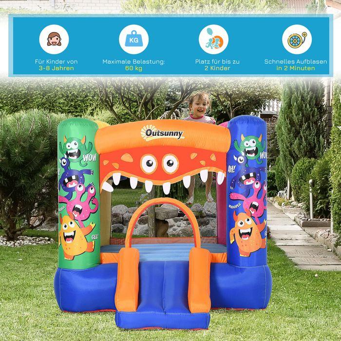 Produktbild Swisshandel24 Hüpfburg Wasserpark mit Gebläse Rutsche für 2 Kinder Selbstaufblasend ab 3 Jahre Monster-Muster Oxfo