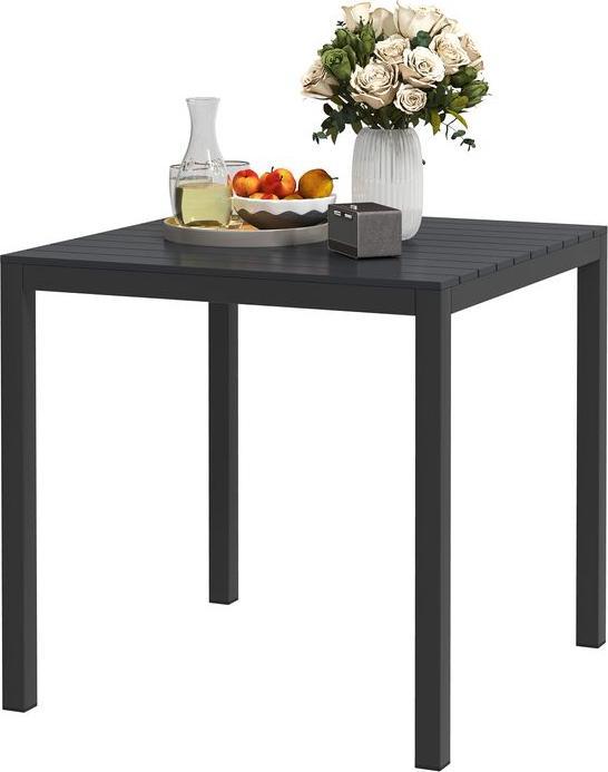 Produktbild Swisshandel24 Gartentisch Aluminium 73x73 cm Holzoptik, Schwarz (73 cm)