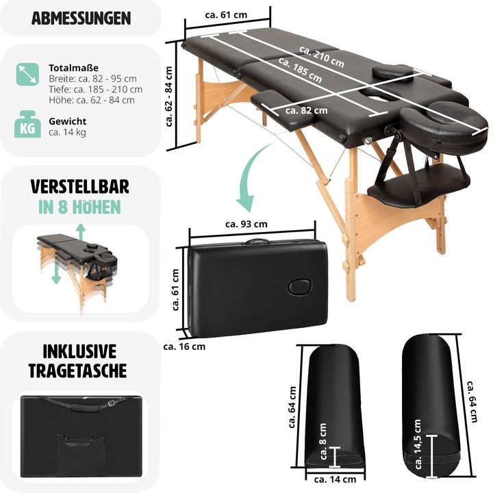 Produktbild tectake 2 Zonen Massageliege-Set Freddi mit 5cm Polsterung, Rollen und Holzgestell