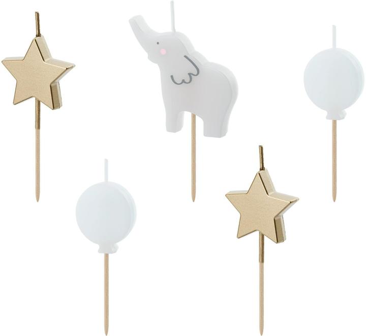 Produktbild Partydeco Kerze Elefant 3-5 cm, Mehrfarbig, Detailfarbe: Grau, Gold