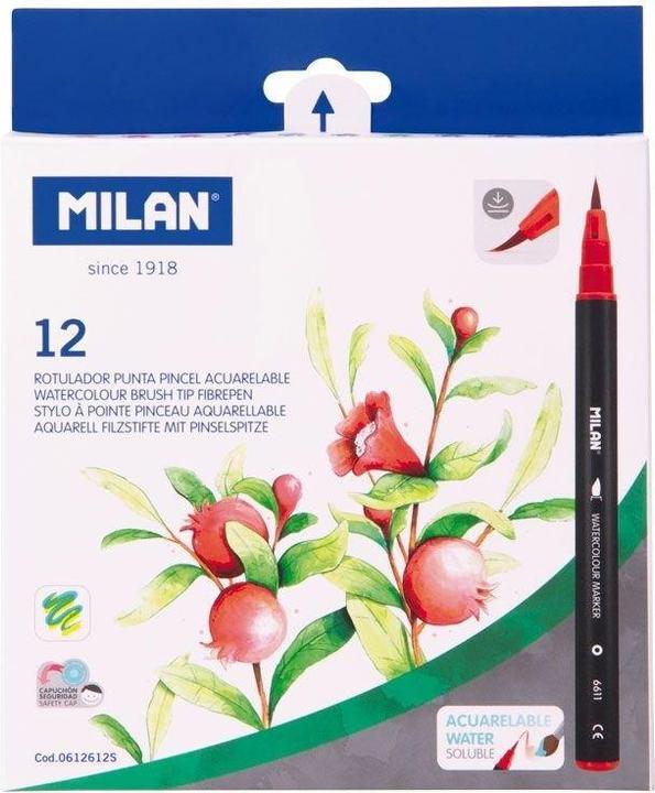 Teka Aquarell-Pinselmarker 12 Farben MAILAND (Multicolore)