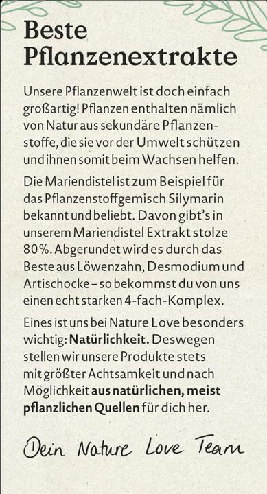 Valori nutrizionali e ingredienti Nature Love Complesso di cardo mariano (60 Pezzo/i, 40 g)