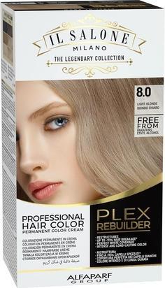 Il Salone Milano Plex Rebuilder Permanent Hair Color Cream 8.0 Light Blonde Professional Hair Dye Ki (8.0 Light Blonde)