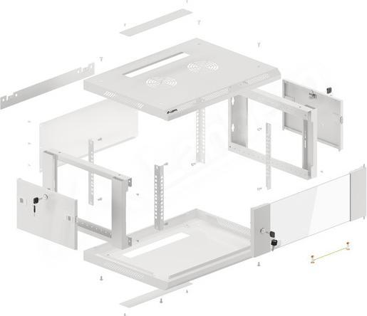 Actual product image Lanberg Wall rack 19 " 4U 600X450mm gray (4 RU, 19 inch rack)