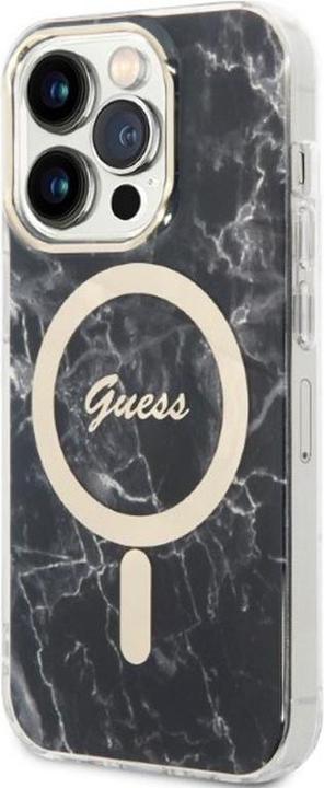 Image du produit Guess Zestaw GUBPP14LHMEACSK Étui+chargeur iPhone 14 Pro 6,1" czarny/black hard case Marble MagSafe (Apple iPhone 14 Pro)