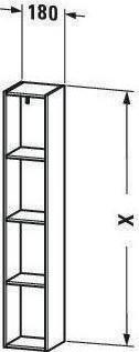Produktbild Duravit Regalelement L-CUBE 180x180x1000mm nussbaum gebürstet
