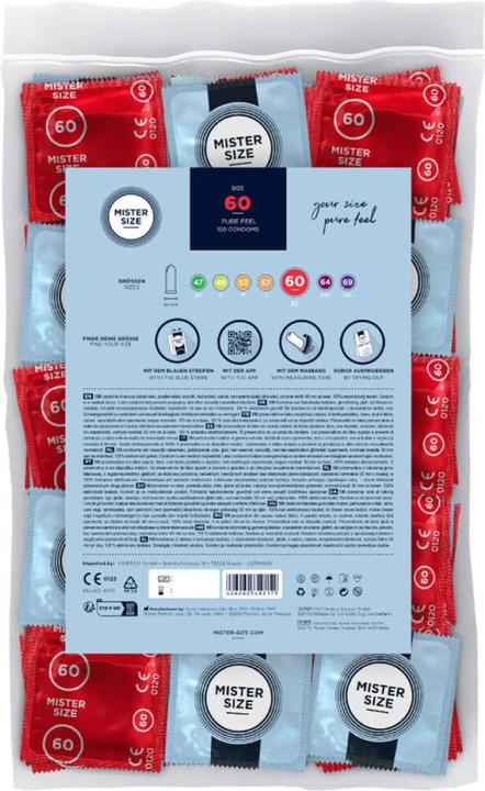 Actual product image Mister Size 60 mm condoms, 100 pieces, natural rubber latex, extra thin, silicone-moistened (100 pcs.)