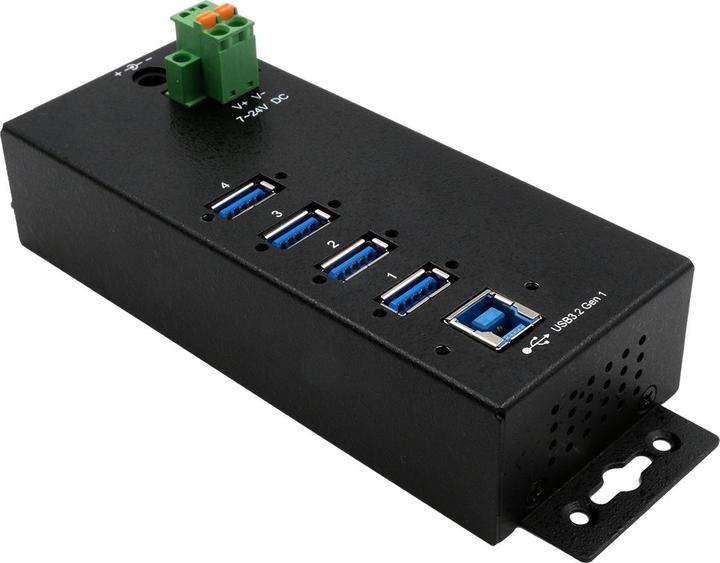 Produktbild Exsys GmbH Managed 4-Port USB 3.2 Gen 1 Metall HUB mit 15KV ESD Überspannungsschutz, A-Buchsen, unterstütz (USB-B, 4 Ports)
