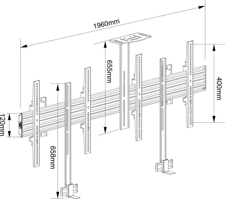 Image du produit Multibrackets Support double 2 x 32"-65", noir, VESA 100x (Mur, 65", 30 kg)