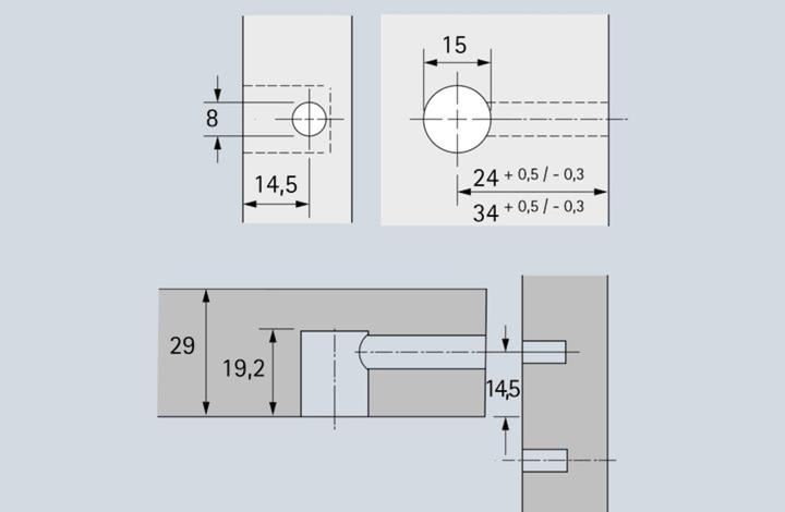 Productafbeelding Hettich Excentrisch verbindingsbeslag Rastex 15, voor planken van 29 mm (Aansluitende fitting, 1 Pcs.)