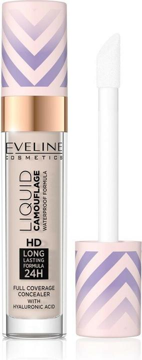 Eveline Liquid Camouflage Hd Waterproof Concealer With Hyaluronic Acid 02 Light Vanilla 7.5Ml (02 Light Vanilla)