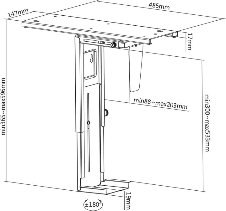 Produktbild Toboli Untertisch PC-Halterung Gleitschiene 360° Schwenkbar Desktop Computer